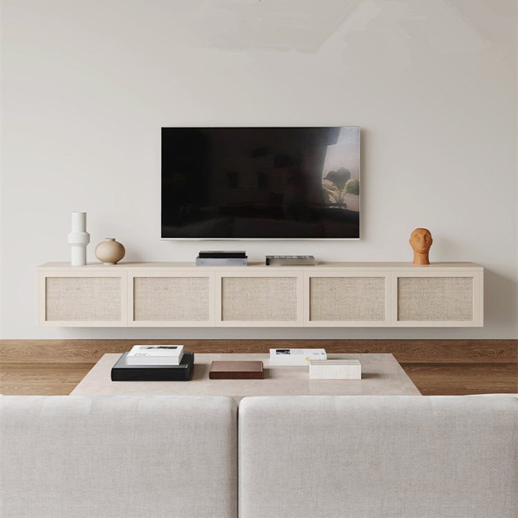 Nordic Solid Wood Wall-Mounted TV Cabinet Living Room Cotton-Linen TV Stand Clearhalo 'furn' 'furn_tv_stands_entertainment_centers' 'Furniture' 'Living Room Furniture' 'TV Stands & Entertainment Centers' 'TV Stands & Media Storage Furniture' 'tv_stands_entertainment_centers' 6273495