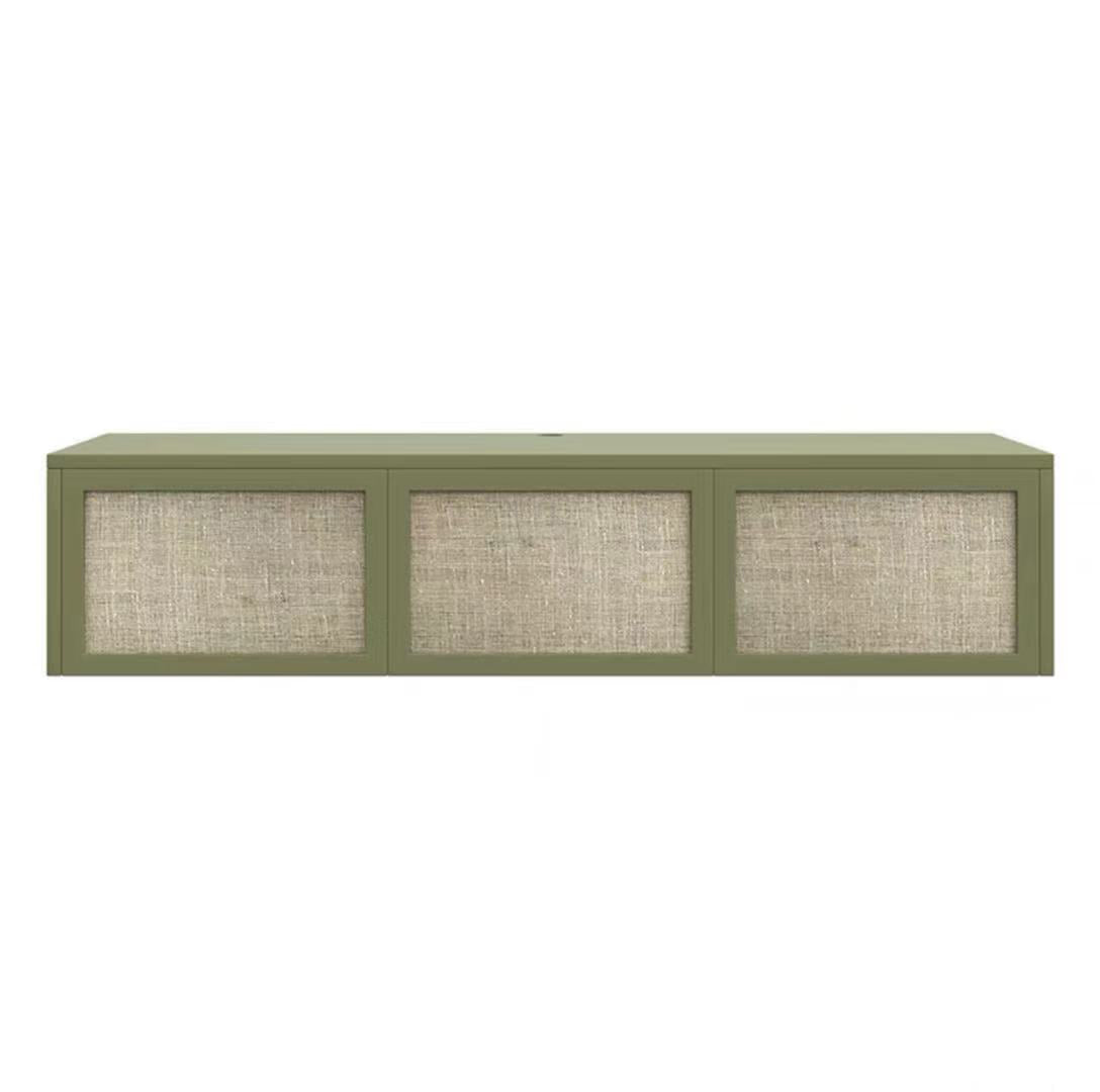 Nordic Solid Wood Wall-Mounted TV Cabinet Living Room Cotton-Linen TV Stand 54"L x 16"W x 12"H Green Clearhalo 'furn' 'furn_tv_stands_entertainment_centers' 'Furniture' 'Living Room Furniture' 'TV Stands & Entertainment Centers' 'TV Stands & Media Storage Furniture' 'tv_stands_entertainment_centers' 6273496