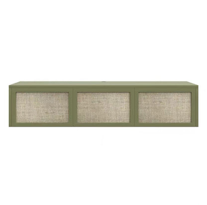 Nordic Solid Wood Wall-Mounted TV Cabinet Living Room Cotton-Linen TV Stand 54"L x 16"W x 12"H Green Clearhalo 'furn' 'furn_tv_stands_entertainment_centers' 'Furniture' 'Living Room Furniture' 'TV Stands & Entertainment Centers' 'TV Stands & Media Storage Furniture' 'tv_stands_entertainment_centers' 6273496