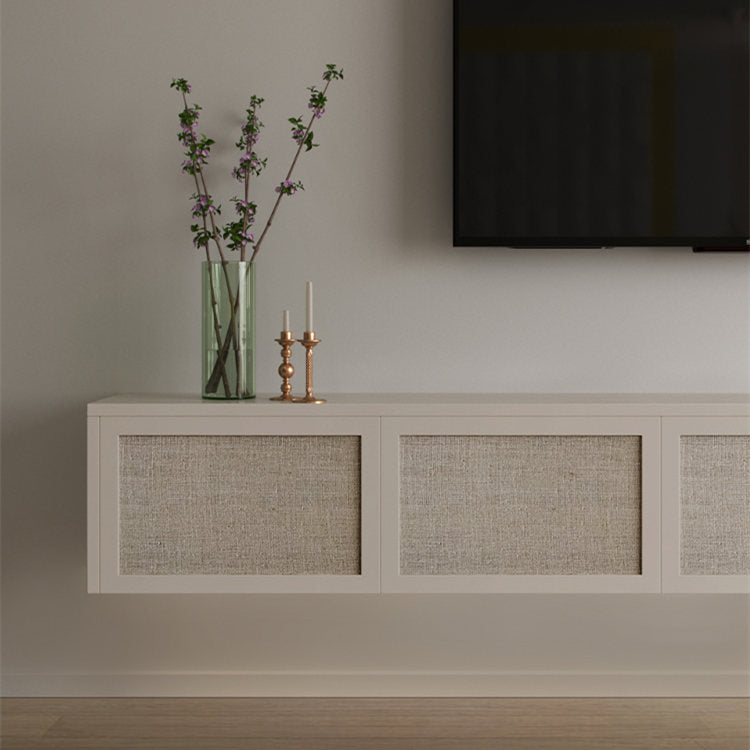Nordic Solid Wood Wall-Mounted TV Cabinet Living Room Cotton-Linen TV Stand Clearhalo 'furn' 'furn_tv_stands_entertainment_centers' 'Furniture' 'Living Room Furniture' 'TV Stands & Entertainment Centers' 'TV Stands & Media Storage Furniture' 'tv_stands_entertainment_centers' 6273497