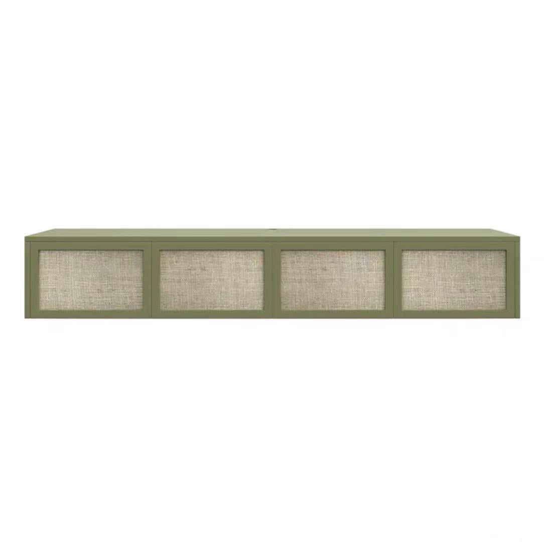 Nordic Solid Wood Wall-Mounted TV Cabinet Living Room Cotton-Linen TV Stand 71"L x 16"W x 12"H Green Clearhalo 'furn' 'furn_tv_stands_entertainment_centers' 'Furniture' 'Living Room Furniture' 'TV Stands & Entertainment Centers' 'TV Stands & Media Storage Furniture' 'tv_stands_entertainment_centers' 6273498