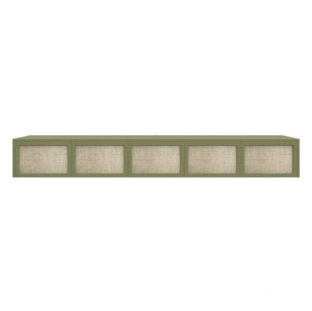 Nordic Solid Wood Wall-Mounted TV Cabinet Living Room Cotton-Linen TV Stand 89"L x 16"W x 12"H Green Clearhalo 'furn' 'furn_tv_stands_entertainment_centers' 'Furniture' 'Living Room Furniture' 'TV Stands & Entertainment Centers' 'TV Stands & Media Storage Furniture' 'tv_stands_entertainment_centers' 6273500