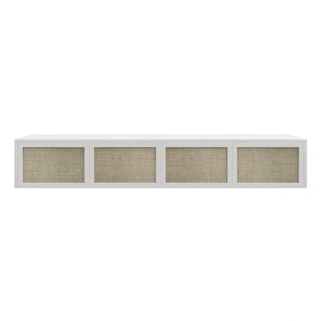 Nordic Solid Wood Wall-Mounted TV Cabinet Living Room Cotton-Linen TV Stand 71"L x 16"W x 12"H White Clearhalo 'furn' 'furn_tv_stands_entertainment_centers' 'Furniture' 'Living Room Furniture' 'TV Stands & Entertainment Centers' 'TV Stands & Media Storage Furniture' 'tv_stands_entertainment_centers' 6273508