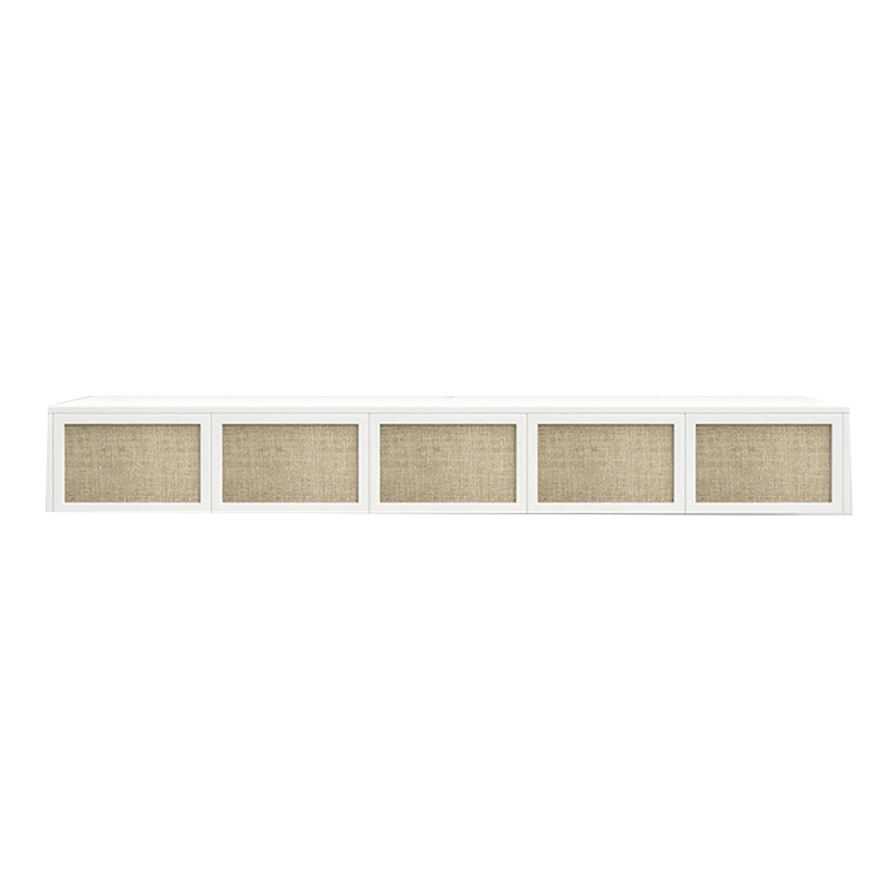 Nordic Solid Wood Wall-Mounted TV Cabinet Living Room Cotton-Linen TV Stand 89"L x 16"W x 12"H White Clearhalo 'furn' 'furn_tv_stands_entertainment_centers' 'Furniture' 'Living Room Furniture' 'TV Stands & Entertainment Centers' 'TV Stands & Media Storage Furniture' 'tv_stands_entertainment_centers' 6273509