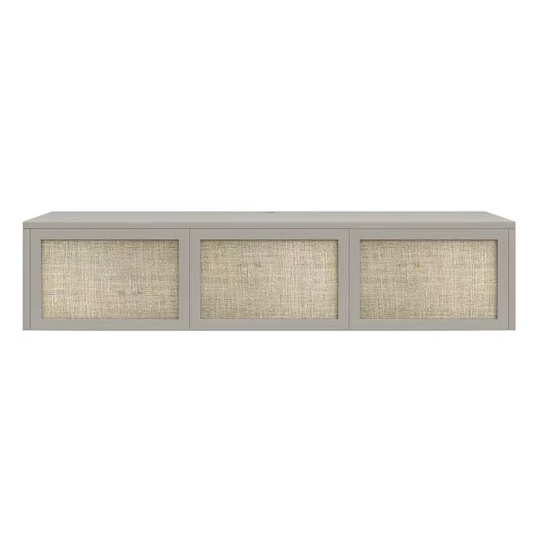 Nordic Solid Wood Wall-Mounted TV Cabinet Living Room Cotton-Linen TV Stand 54"L x 16"W x 12"H Grey Clearhalo 'furn' 'furn_tv_stands_entertainment_centers' 'Furniture' 'Living Room Furniture' 'TV Stands & Entertainment Centers' 'TV Stands & Media Storage Furniture' 'tv_stands_entertainment_centers' 6273510