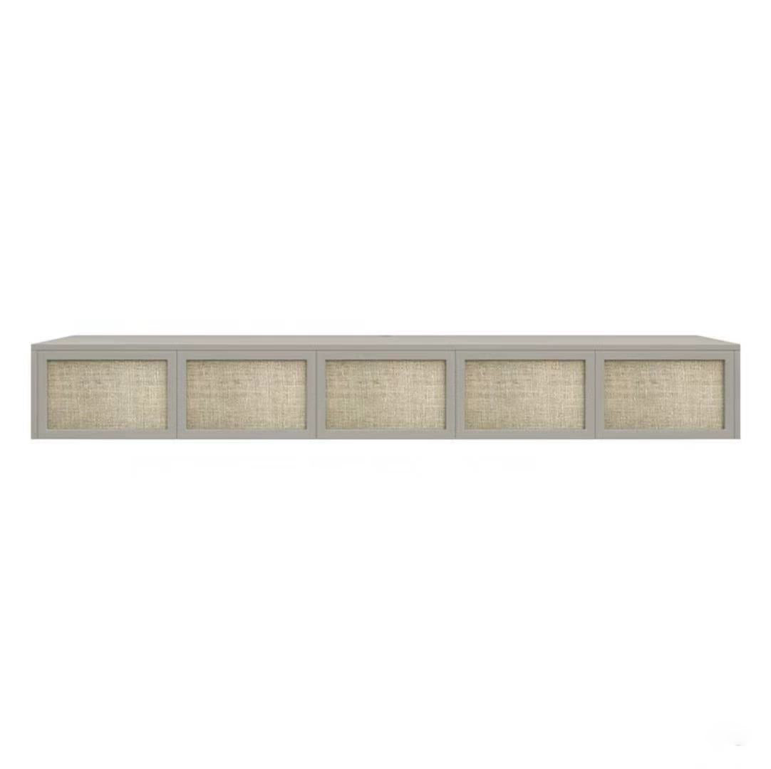 Nordic Solid Wood Wall-Mounted TV Cabinet Living Room Cotton-Linen TV Stand 89"L x 16"W x 12"H Grey Clearhalo 'furn' 'furn_tv_stands_entertainment_centers' 'Furniture' 'Living Room Furniture' 'TV Stands & Entertainment Centers' 'TV Stands & Media Storage Furniture' 'tv_stands_entertainment_centers' 6273512