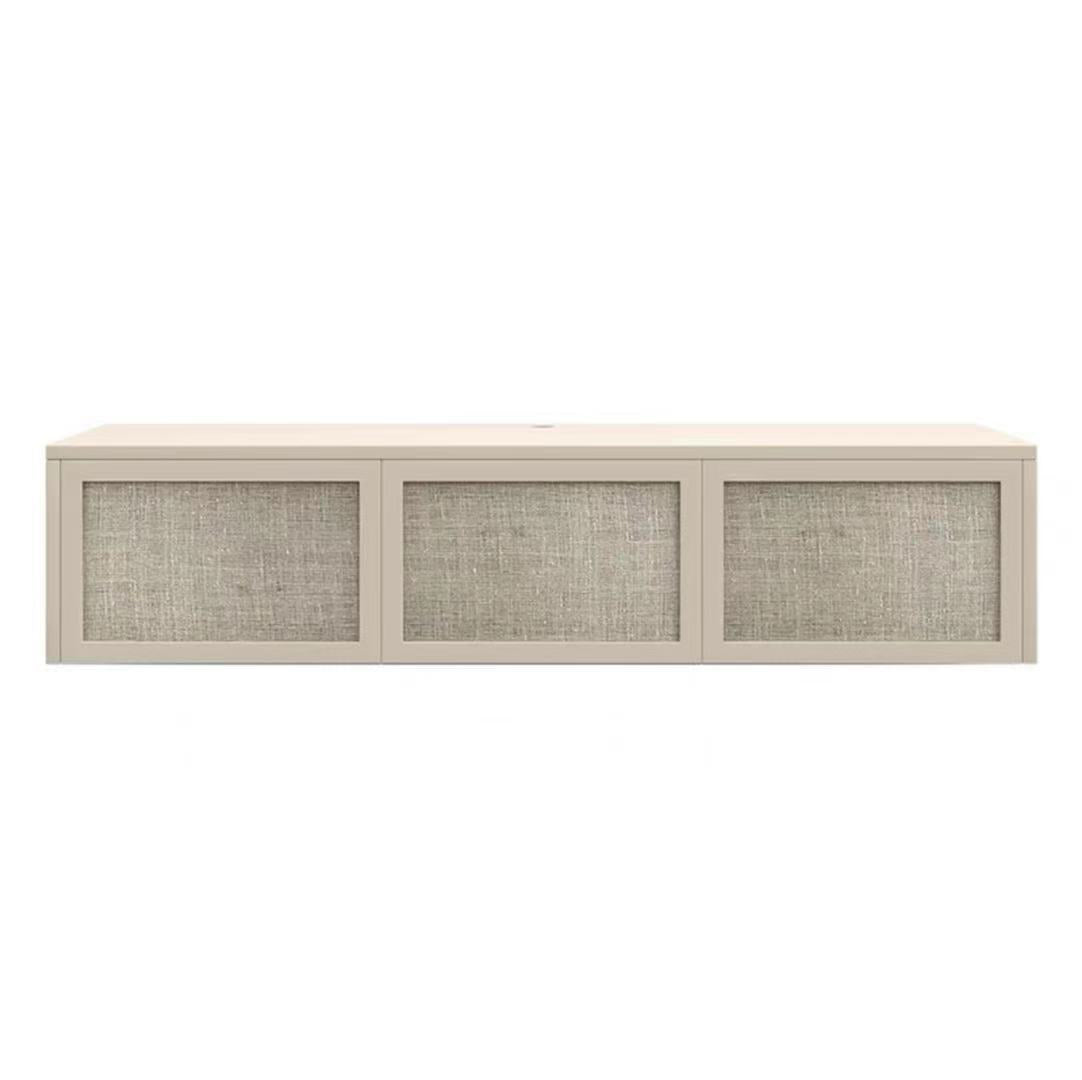 Nordic Solid Wood Wall-Mounted TV Cabinet Living Room Cotton-Linen TV Stand 54"L x 16"W x 12"H Beige Clearhalo 'furn' 'furn_tv_stands_entertainment_centers' 'Furniture' 'Living Room Furniture' 'TV Stands & Entertainment Centers' 'TV Stands & Media Storage Furniture' 'tv_stands_entertainment_centers' 6273513