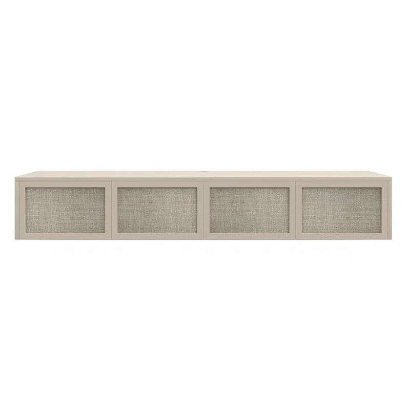 Nordic Solid Wood Wall-Mounted TV Cabinet Living Room Cotton-Linen TV Stand 71"L x 16"W x 12"H Beige Clearhalo 'furn' 'furn_tv_stands_entertainment_centers' 'Furniture' 'Living Room Furniture' 'TV Stands & Entertainment Centers' 'TV Stands & Media Storage Furniture' 'tv_stands_entertainment_centers' 6273514