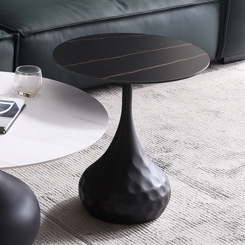 Round Slate Coffee Table Set Metal Pedestal Simple Cocktail Table Clearhalo 'Coffee & Accent Tables' 'Coffee Tables' 'coffee_tables' 'furn' 'furn_coffee_tables' 'Furniture' 'Living Room Furniture' 6273605