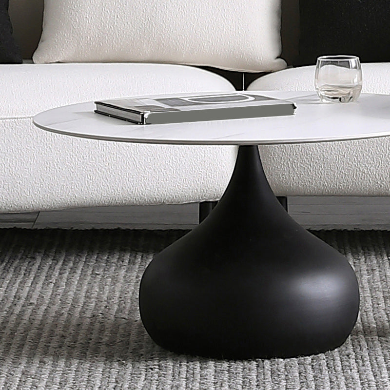Round Slate Coffee Table Set Metal Pedestal Simple Cocktail Table Clearhalo 'Coffee & Accent Tables' 'Coffee Tables' 'coffee_tables' 'furn' 'furn_coffee_tables' 'Furniture' 'Living Room Furniture' 6273607