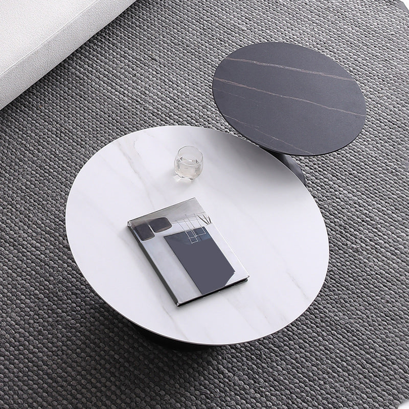 Round Slate Coffee Table Set Metal Pedestal Simple Cocktail Table Clearhalo 'Coffee & Accent Tables' 'Coffee Tables' 'coffee_tables' 'furn' 'furn_coffee_tables' 'Furniture' 'Living Room Furniture' 6273608