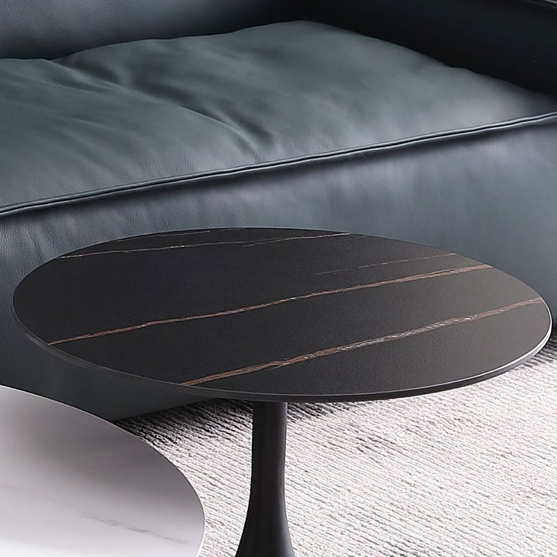 Round Slate Coffee Table Set Metal Pedestal Simple Cocktail Table Clearhalo 'Coffee & Accent Tables' 'Coffee Tables' 'coffee_tables' 'furn' 'furn_coffee_tables' 'Furniture' 'Living Room Furniture' 6273610