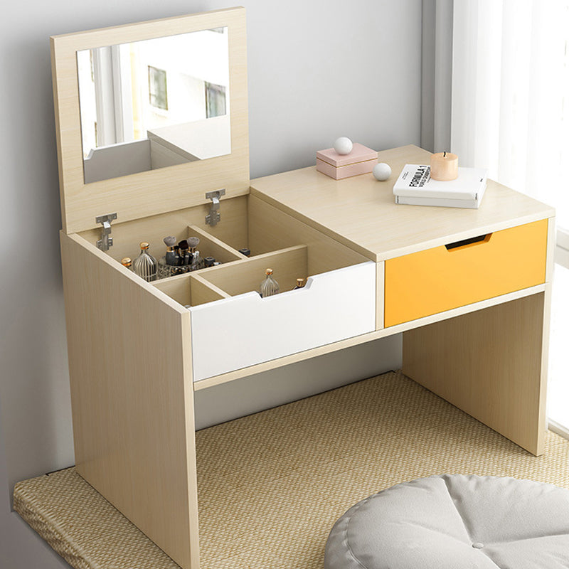 スカンジナビアの2ドロワーズテーブルドレッシングテーブル木材鏡メイクの虚栄心