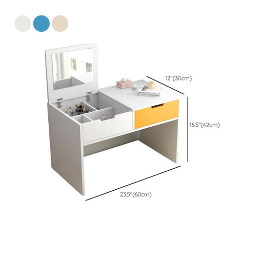 Scandinavo 2-Drower Tavolo da toeletta da tavolo da trucco a specchio in legno Vanity