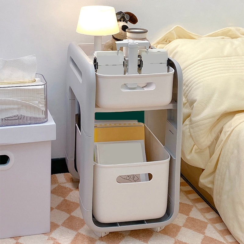 Moderna de la noche de la mesa de plástico de la mesa de acento con 2 cajones