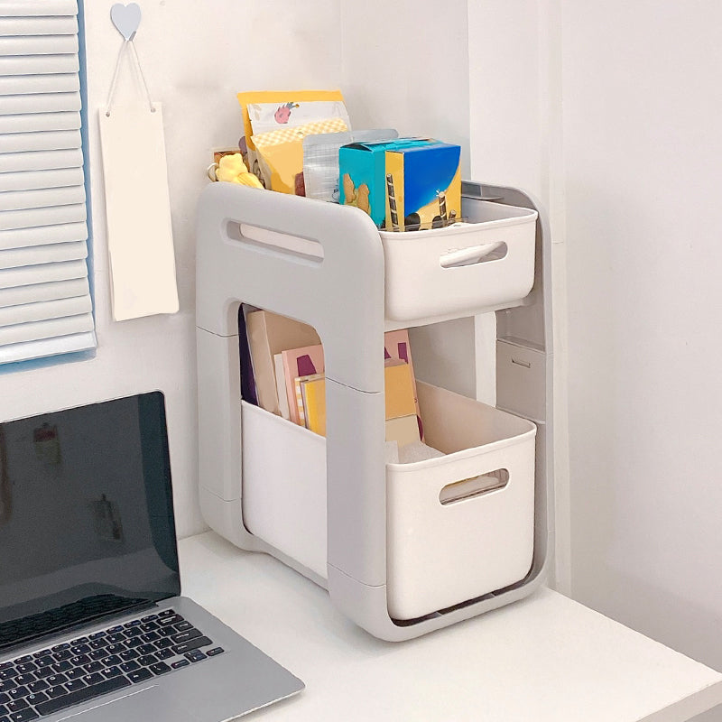 Moderna de la noche de la mesa de plástico de la mesa de acento con 2 cajones