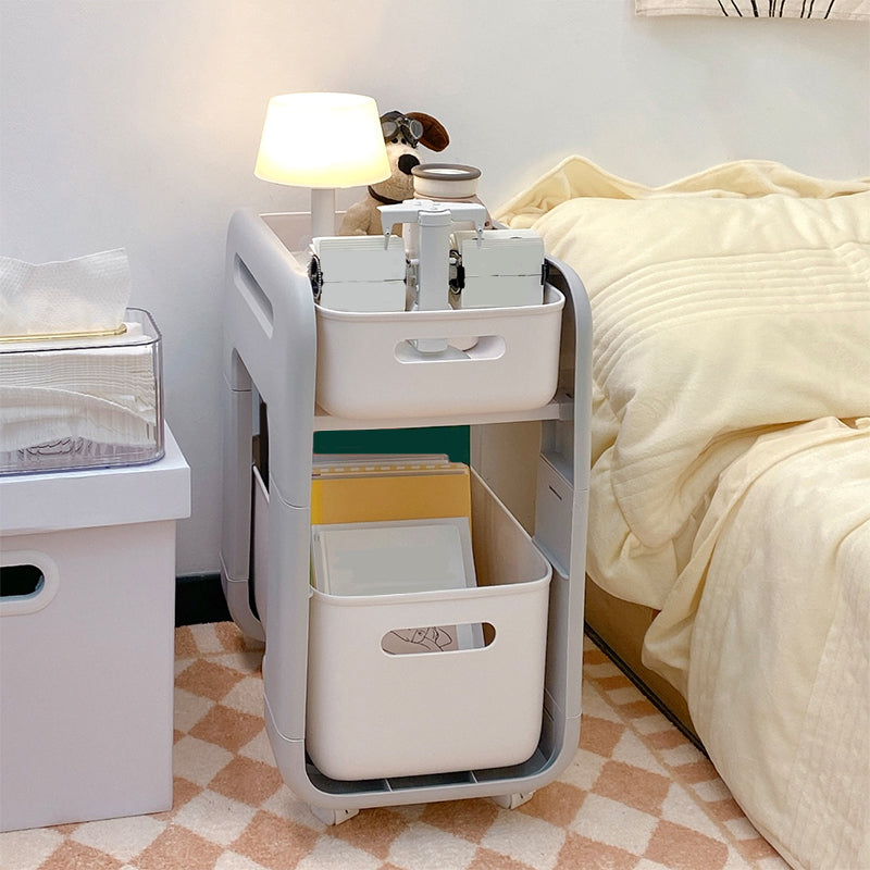 Moderna de la noche de la mesa de plástico de la mesa de acento con 2 cajones