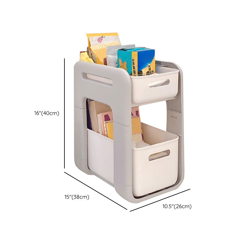 Moderna de la noche de la mesa de plástico de la mesa de acento con 2 cajones