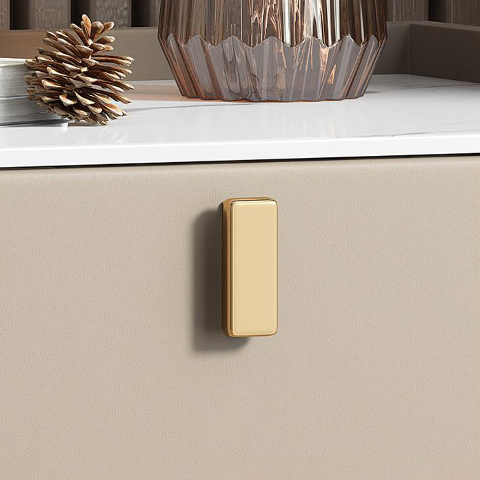 20 "W x 20" H Accento moderno comodino in pietra e comodino in legno con 2-cassetto