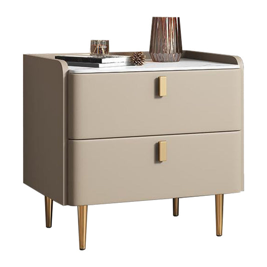 20 "W x 20" H Modernos de acento Moderno Nightsand Stone and Wood Nightsand con 2-Drawer