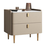 20 "W x 20" H Accento moderno comodino in pietra e comodino in legno con 2-cassetto