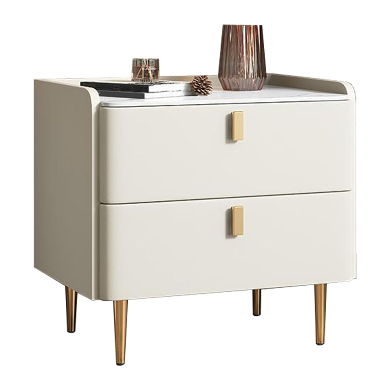 20 "W x 20" H Accento moderno comodino in pietra e comodino in legno con 2-cassetto