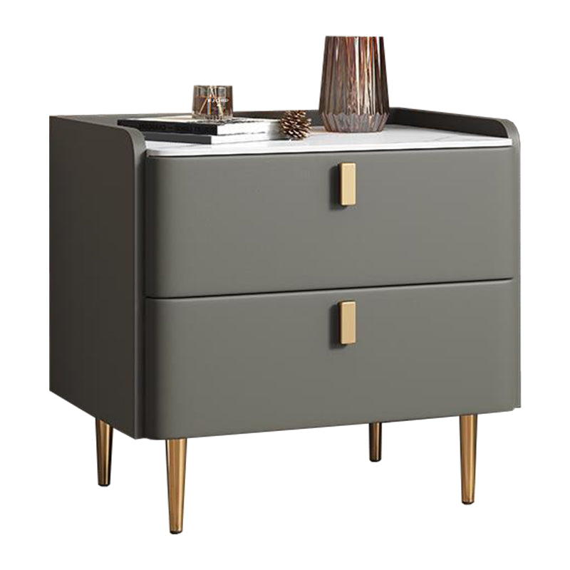 20 "W x 20" H Accento moderno comodino in pietra e comodino in legno con 2-cassetto