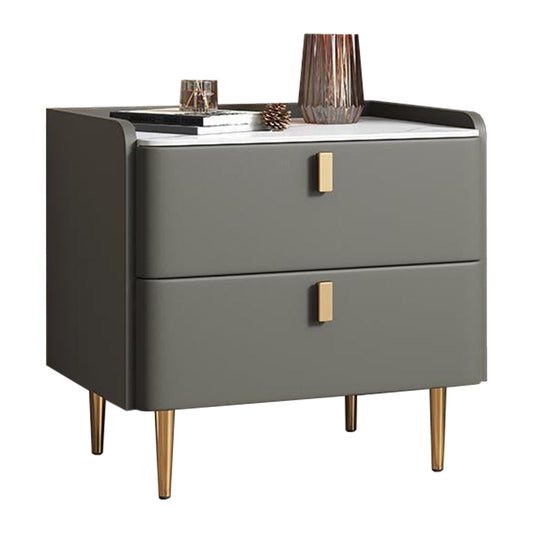 20 "W x 20" H Modernos de acento Moderno Nightsand Stone and Wood Nightsand con 2-Drawer