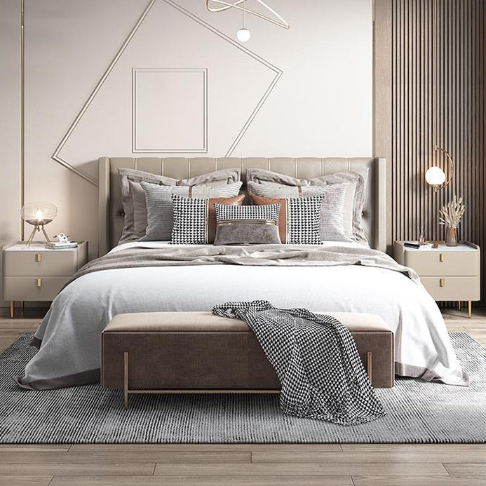 20 "W x 20" H Accento moderno comodino in pietra e comodino in legno con 2-cassetto