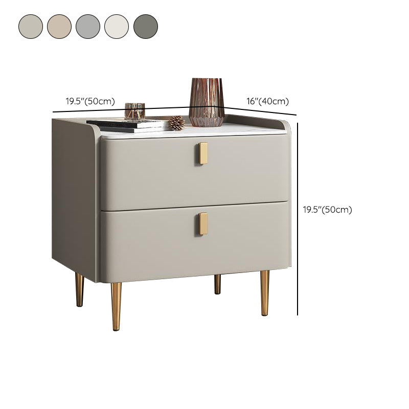 20"W X 20" H Modern Accent Table Nightstand Stone and Wood Nightstand with 2-drawer Clearhalo 'Bedroom Furniture' 'furn' 'furn_night_stand' 'Furniture' 'night_stand' 'Nightstands' 6273931