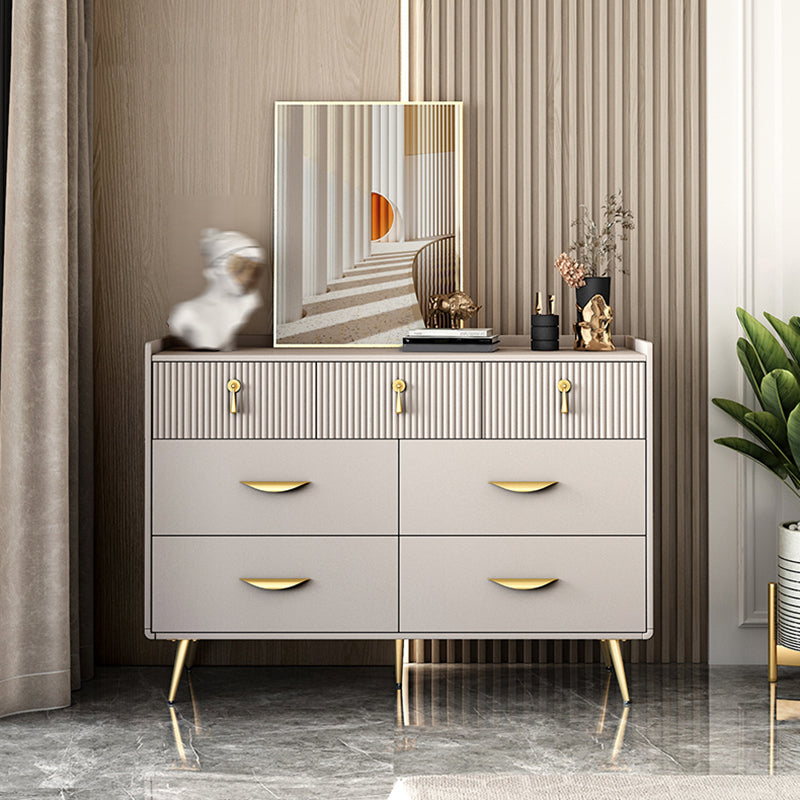 Cómoda de madera fabricada con almacenamiento Glam y 6/7 cajones
