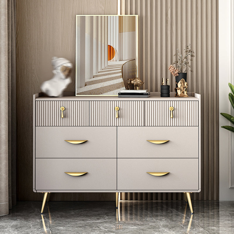 Cómoda de madera fabricada con almacenamiento Glam y 6/7 cajones