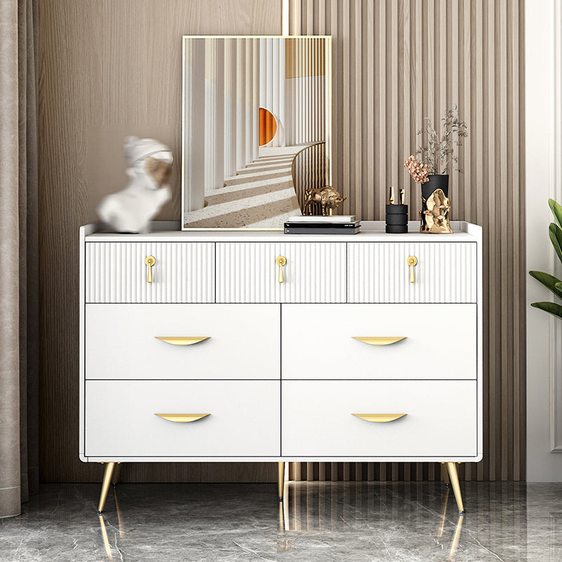 Cómoda de madera fabricada con almacenamiento Glam y 6/7 cajones