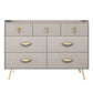 Cómoda de madera fabricada con almacenamiento Glam y 6/7 cajones