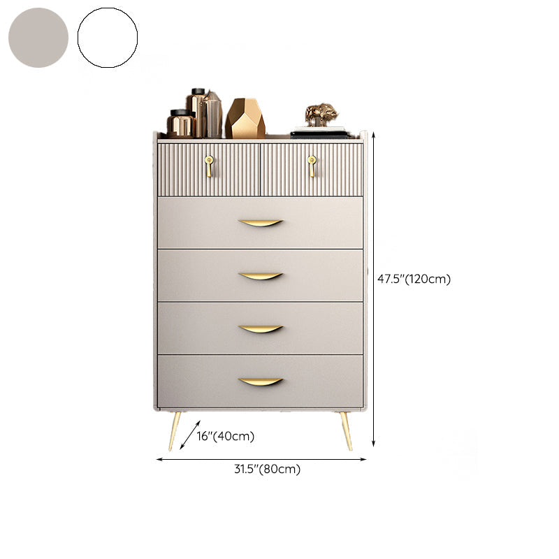 Cómoda de madera fabricada con almacenamiento Glam y 6/7 cajones
