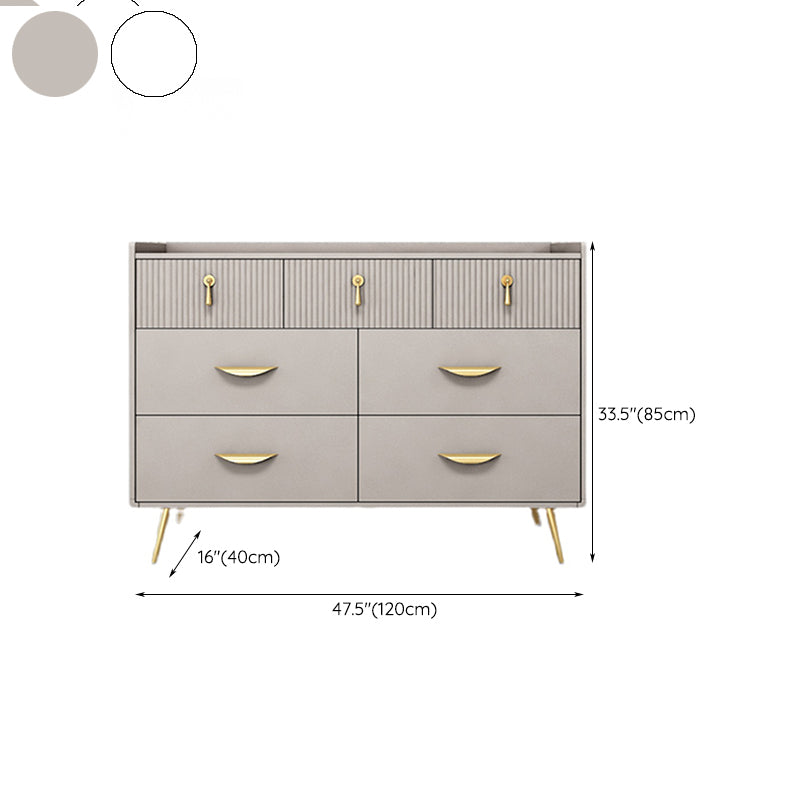 Cómoda de madera fabricada con almacenamiento Glam y 6/7 cajones