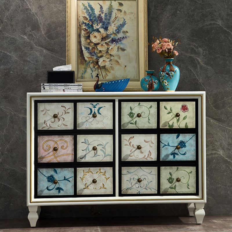 Coffre de rangement en bois traditionnel américain, coffre de maison avec tiroirs