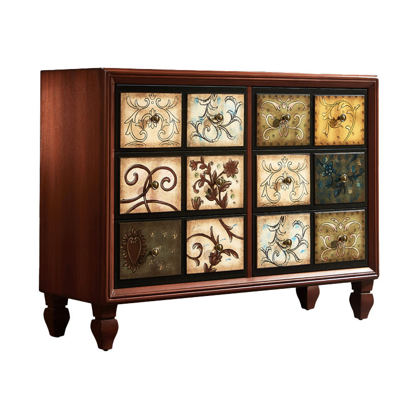 Coffre de rangement en bois traditionnel américain, coffre de maison avec tiroirs