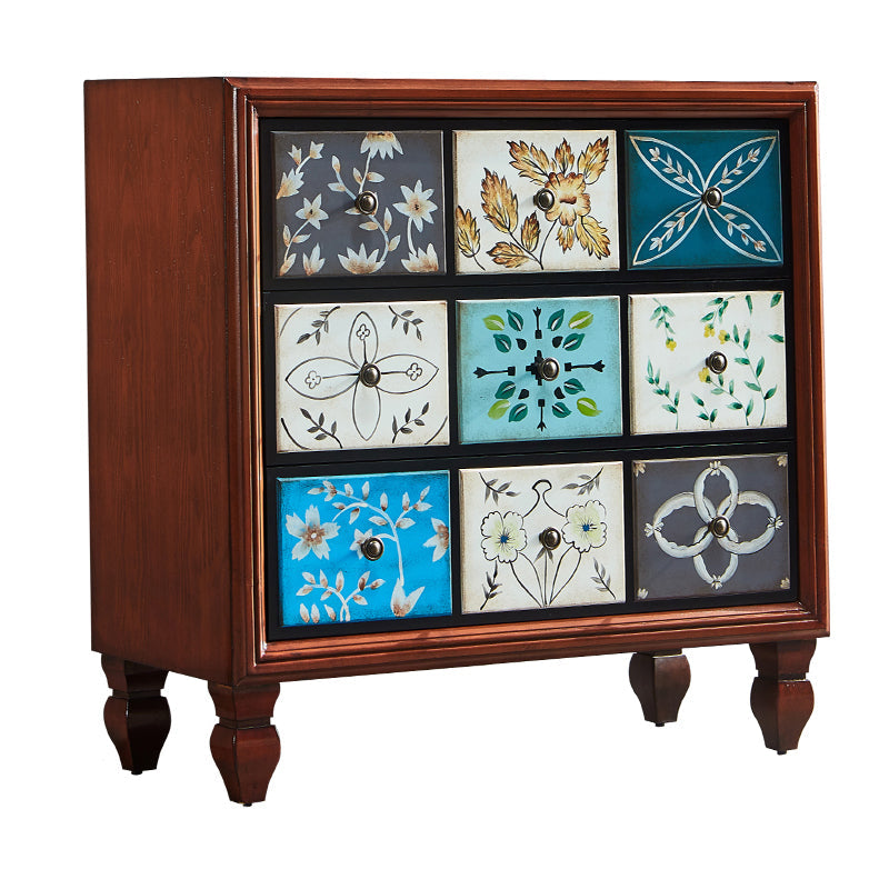 Coffre de rangement en bois traditionnel américain, coffre de maison avec tiroirs