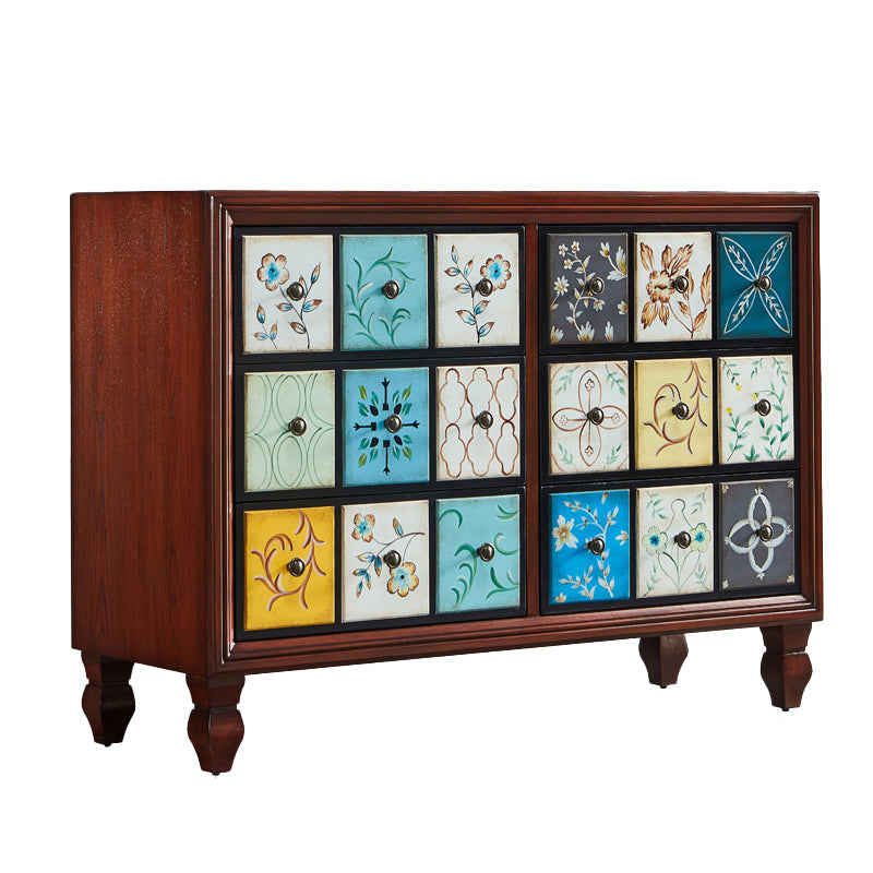 Coffre de rangement en bois traditionnel américain, coffre de maison avec tiroirs