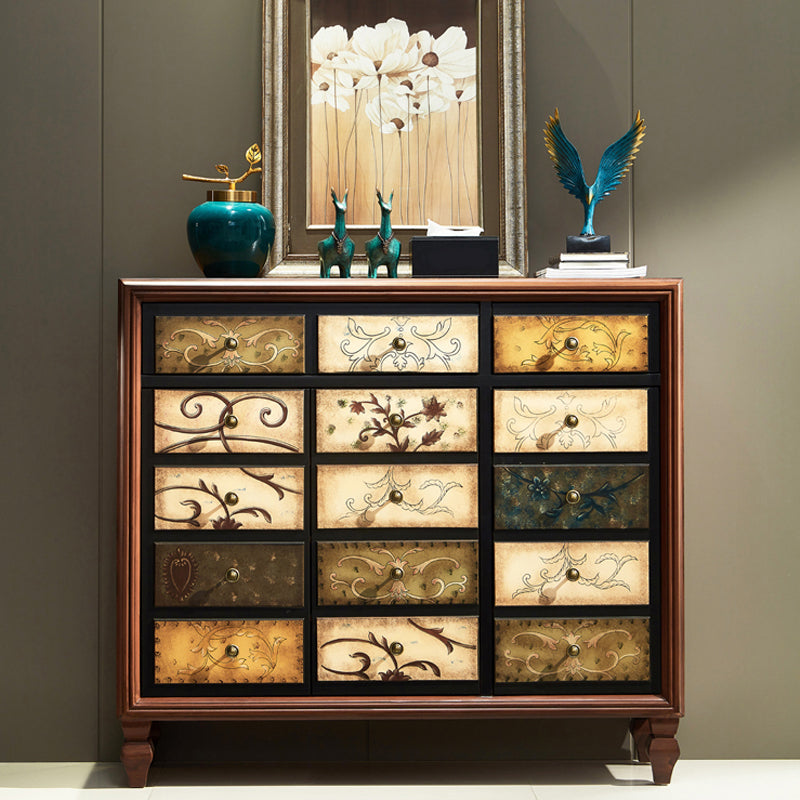 Coffre de rangement en bois traditionnel américain, coffre de maison avec tiroirs