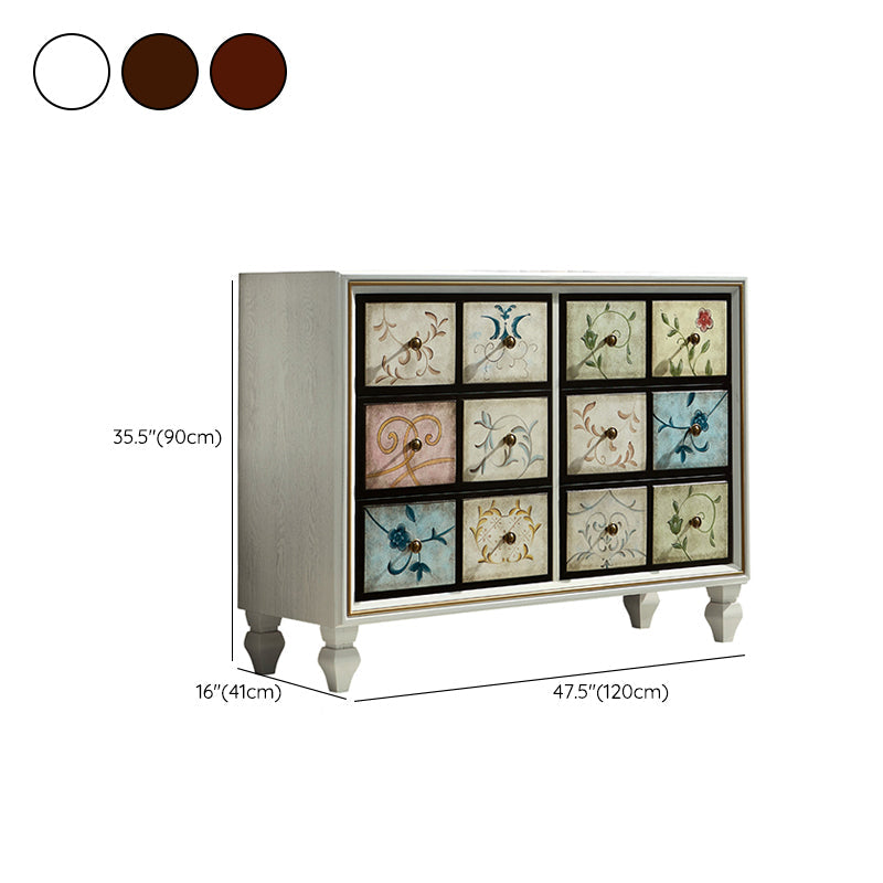 Coffre de rangement en bois traditionnel américain, coffre de maison avec tiroirs