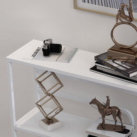 9.84" W Contemporary Console Accent Table Antique Finish Console Sofa Table in Metal