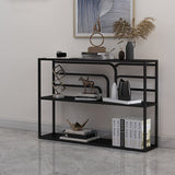 9.84" W Contemporary Console Accent Table Antique Finish Console Sofa Table in Metal