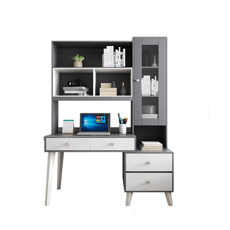 Contemporary Writing Desk Parsons Computer Desk with Wooden Legs 39"L x 22"W x 71"H Grey Wood Clearhalo 'furn' 'furn_office_desk' 'Furniture' 'Office Desks' 'Office Furniture' 'office_desk' 6274851