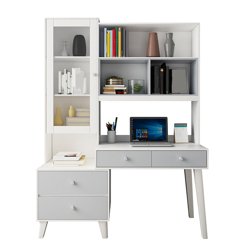 Contemporary Writing Desk Parsons Computer Desk with Wooden Legs 39"L x 22"W x 71"H White Wood Clearhalo 'furn' 'furn_office_desk' 'Furniture' 'Office Desks' 'Office Furniture' 'office_desk' 6274854