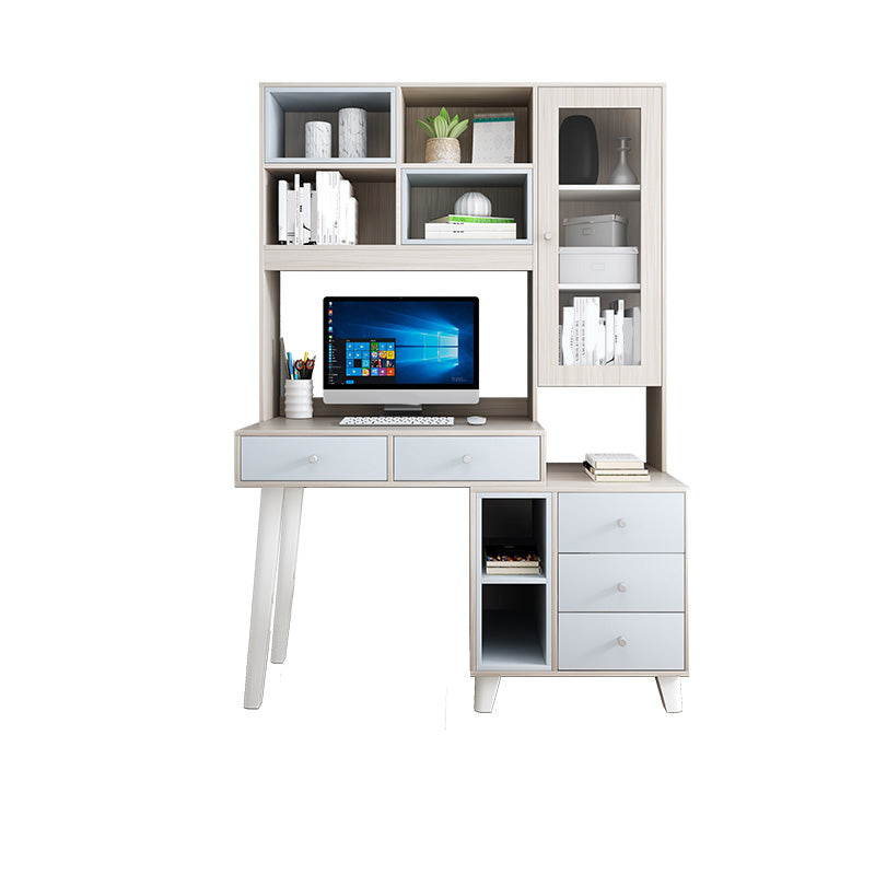 Contemporary Writing Desk Parsons Computer Desk with Wooden Legs 55.1"L x 21.7"W x 70.9"H Natural Manufactured Wood Clearhalo 'furn' 'furn_office_desk' 'Furniture' 'Office Desks' 'Office Furniture' 'office_desk' 6274857