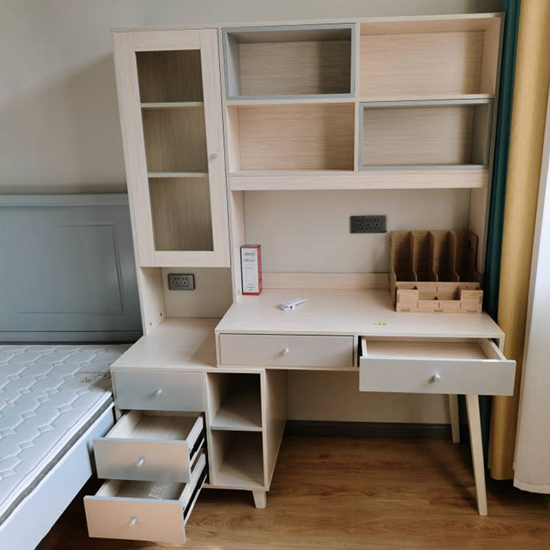 Contemporary Writing Desk Parsons Computer Desk with Wooden Legs 55.1"L x 21.7"W x 70.9"H Natural Wood Clearhalo 'furn' 'furn_office_desk' 'Furniture' 'Office Desks' 'Office Furniture' 'office_desk' 6274860