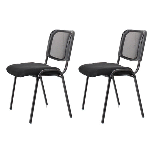 No Wheels Low Back Desk Chair Contemporary Armless Conference Chair 2 Piece Set