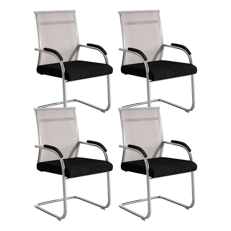 Modern Office Chair Mesh Ergonomic Chair Mid-Back Chair in Black 4 Piece Set Clearhalo 'furn' 'furn_office_chair' 'Furniture' 'Office Chairs' 'Office Furniture' 'office_chair' 6275335